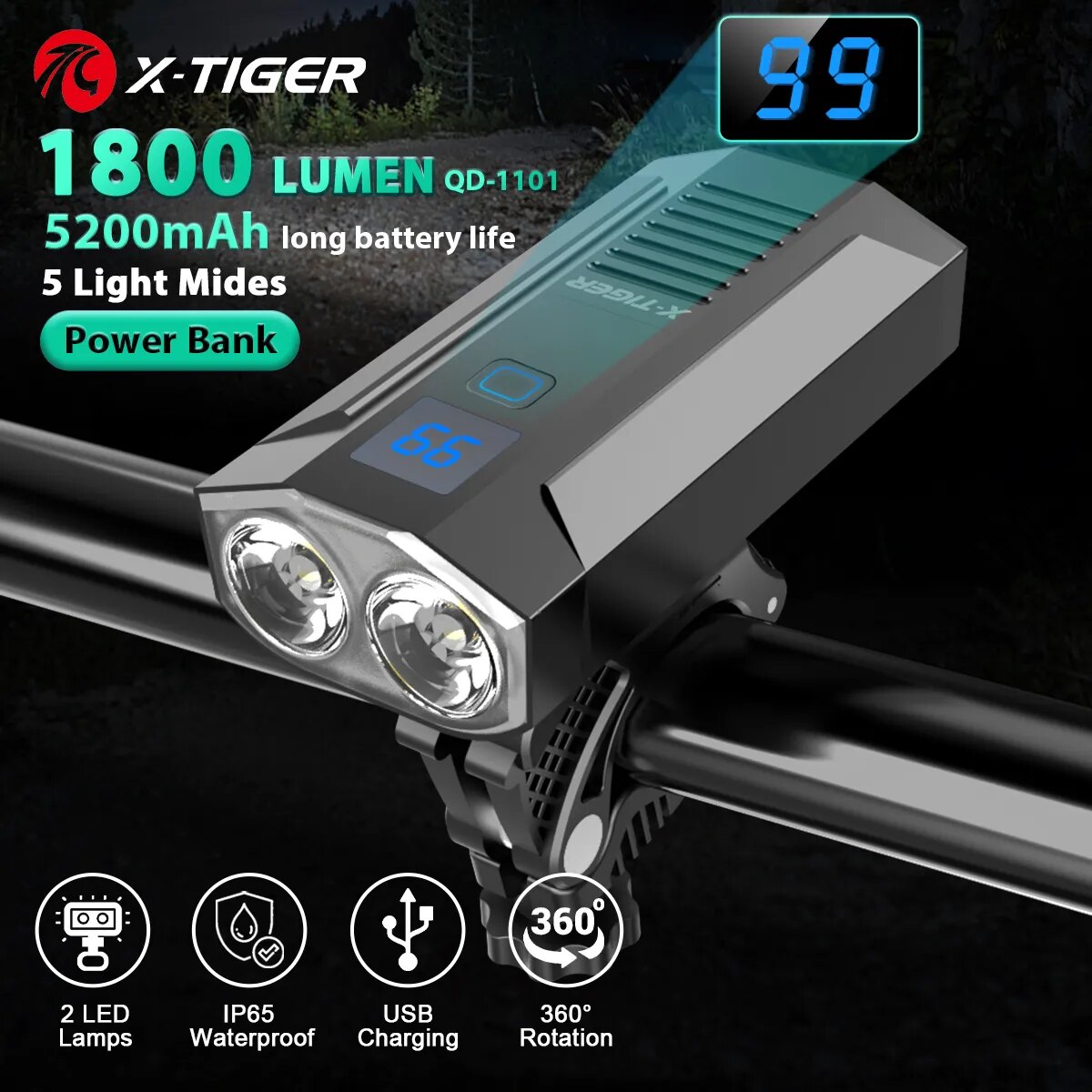 Drone Keh Rc K11 Turbo - Lampu depan sepeda x-tiger LED 5200mAh,