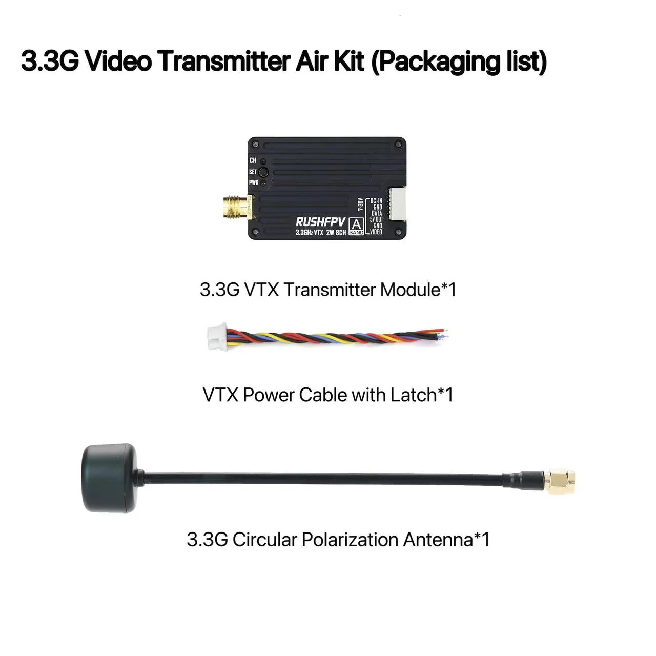 RUSHFPV 3.3G 2W VTX Transmitte - Fpv Antenna Receiver ulasan dan harga