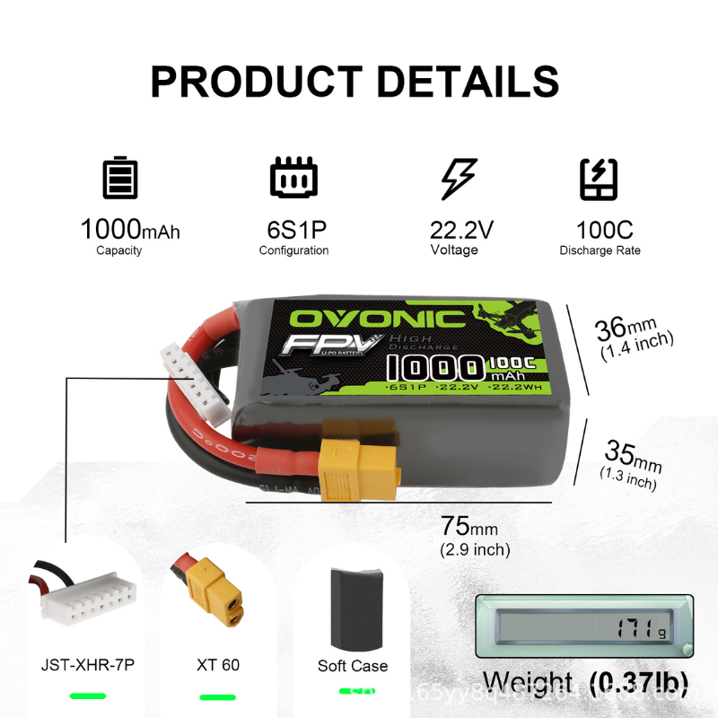 2 Buah Baterai LiPo OVONIC 100 - Drone Carrera Rc ulasan dan harga
